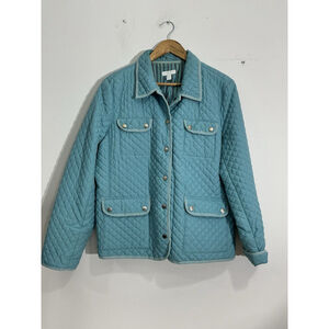 Womans Charter Club Pettit Blue Quilted Snap Front Lined Jacket Large